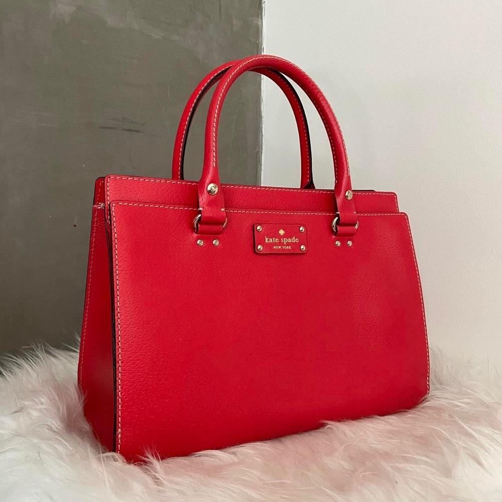 Red Kate Spade Wellesley Durham leather satchel bag.